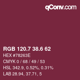 カラーコード: RGB 120.7 38.6 62 | qconv.com