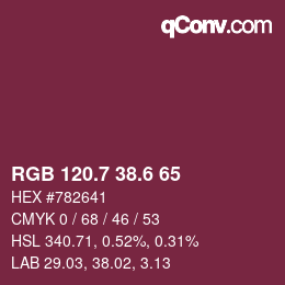 カラーコード: RGB 120.7 38.6 65 | qconv.com