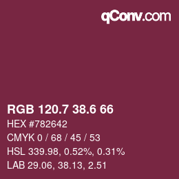 カラーコード: RGB 120.7 38.6 66 | qconv.com