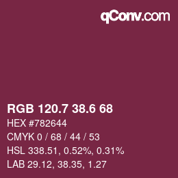 カラーコード: RGB 120.7 38.6 68 | qconv.com