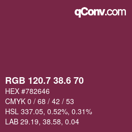 カラーコード: RGB 120.7 38.6 70 | qconv.com
