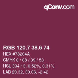 カラーコード: RGB 120.7 38.6 74 | qconv.com