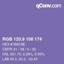 Color code: RGB 120.9 108 174 | qconv.com