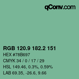 カラーコード: RGB 120.9 182.2 151 | qconv.com