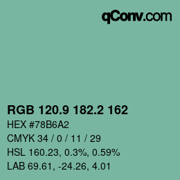 カラーコード: RGB 120.9 182.2 162 | qconv.com