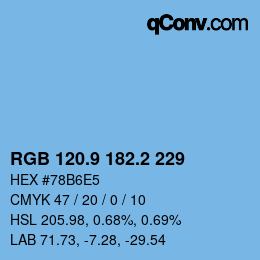 Farbcode: RGB 120.9 182.2 229 | qconv.com
