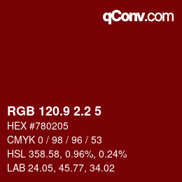 Color code: RGB 120.9 2.2 5 | qconv.com
