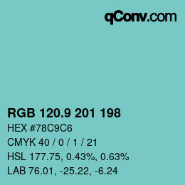 Color code: RGB 120.9 201 198 | qconv.com