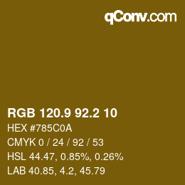 Color code: RGB 120.9 92.2 10 | qconv.com