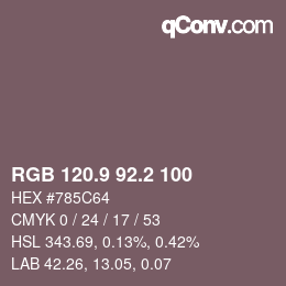 カラーコード: RGB 120.9 92.2 100 | qconv.com