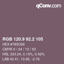 Color code: RGB 120.9 92.2 105 | qconv.com