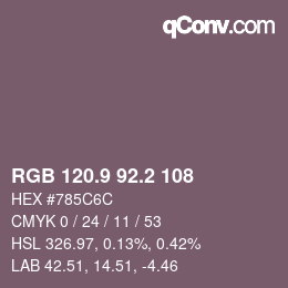 Color code: RGB 120.9 92.2 108 | qconv.com