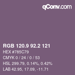 Color code: RGB 120.9 92.2 121 | qconv.com