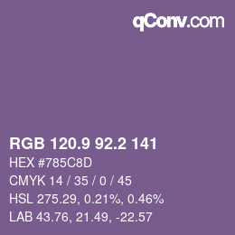 Farbcode: RGB 120.9 92.2 141 | qconv.com