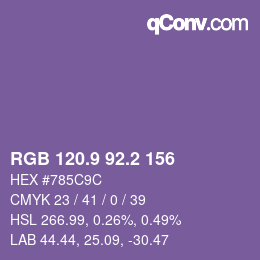 Color code: RGB 120.9 92.2 156 | qconv.com