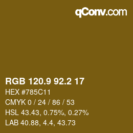 カラーコード: RGB 120.9 92.2 17 | qconv.com