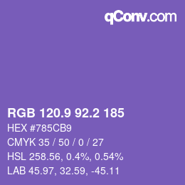 カラーコード: RGB 120.9 92.2 185 | qconv.com