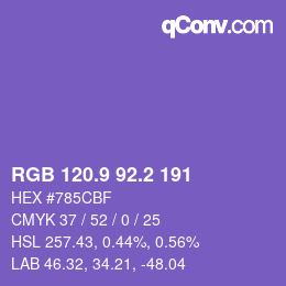 カラーコード: RGB 120.9 92.2 191 | qconv.com