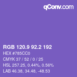 カラーコード: RGB 120.9 92.2 192 | qconv.com