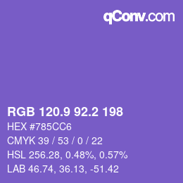 カラーコード: RGB 120.9 92.2 198 | qconv.com
