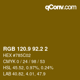 Color code: RGB 120.9 92.2 2 | qconv.com