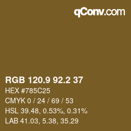 Color code: RGB 120.9 92.2 37 | qconv.com