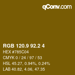 Color code: RGB 120.9 92.2 4 | qconv.com
