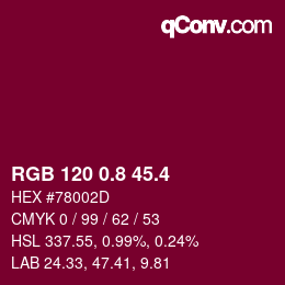 カラーコード: RGB 120 0.8 45.4 | qconv.com