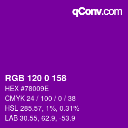 Color code: RGB 120 0 158 | qconv.com