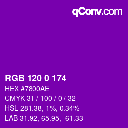 Color code: RGB 120 0 174 | qconv.com