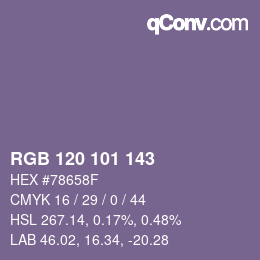 Color code: RGB 120 101 143 | qconv.com