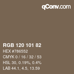 Farbcode: RGB 120 101 82 | qconv.com