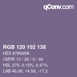 Color code: RGB 120 102 138 | qconv.com