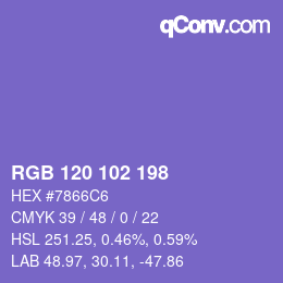 カラーコード: RGB 120 102 198 | qconv.com