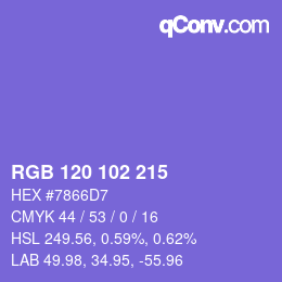 カラーコード: RGB 120 102 215 | qconv.com