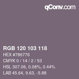 カラーコード: RGB 120 103 118 | qconv.com