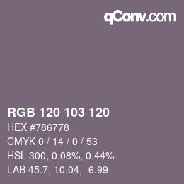 Color code: RGB 120 103 120 | qconv.com