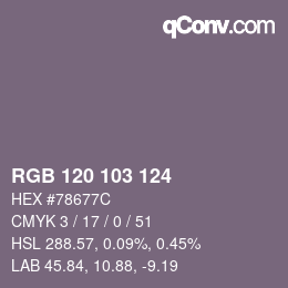 颜色代码: RGB 120 103 124 | qconv.com