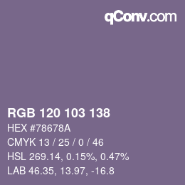 カラーコード: RGB 120 103 138 | qconv.com