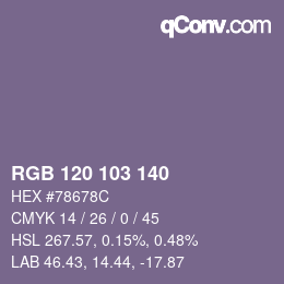 カラーコード: RGB 120 103 140 | qconv.com