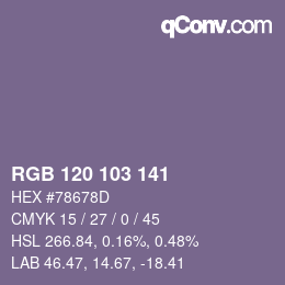 カラーコード: RGB 120 103 141 | qconv.com