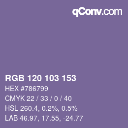 颜色代码: RGB 120 103 153 | qconv.com