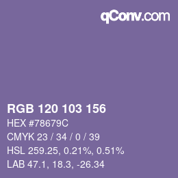 Color code: RGB 120 103 156 | qconv.com