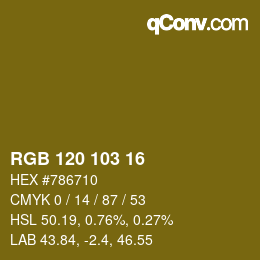Color code: RGB 120 103 16 | qconv.com