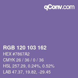 Code couleur: RGB 120 103 162 | qconv.com