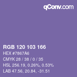 Color code: RGB 120 103 166 | qconv.com