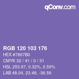 Color code: RGB 120 103 176 | qconv.com