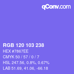Color code: RGB 120 103 238 | qconv.com