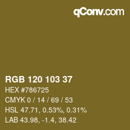 カラーコード: RGB 120 103 37 | qconv.com