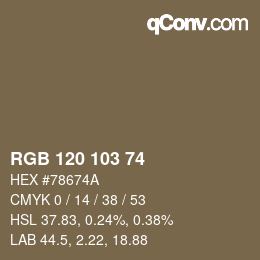 颜色代码: RGB 120 103 74 | qconv.com